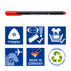 Staedtler 334 C12 stylo fin Superfine Noir, Bleu, Vert, Gris, Bleu clair, Vert clair, Orange, Rose, Rouge, Violet, Jaune 12 pièce(s) - Vue supplémentaire 4