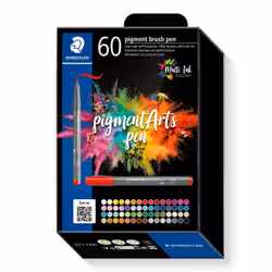 Staedtler Pigment Arts Pen, 60 couleurs, Multicolore, Pointe du marqueur, Rond, Plastique recyclé, Encre à base d'eau