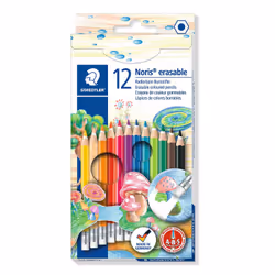 Staedtler Noris erasable 144 50, Noir, Bleu, Bordeaux, Marron, Vert, Vert clair, Mauve, Marine, Orange, Pêche, Rouge, Jaune,  ...