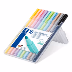 Staedtler 362 C, 10 pièce(s), Noir, Marron, Bleu clair, Gris clair, Citron vert, Menthe, Pêche, Rose, Violet, Jaune, Pointe o ...
