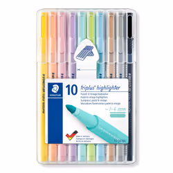 Staedtler 362 C marqueur 10 pièce(s) Pointe ogive Noir, Marron, Bleu clair, Gris clair, Citron vert, Menthe, Pêche, Rose, Violet, Jaune