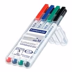 Staedtler Lumocolor 301-WP4, 4 pièce(s), Noir, Bleu, Vert, Rouge, Multicolore, Polypropylène (PP), Rond, Moyen