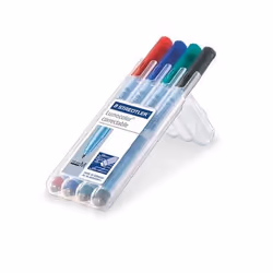 Staedtler Lumocolor correctable 305, 4 pièce(s), Noir, Bleu, Vert, Rouge, Noir, Vert, Bleu, Rouge, Polypropylène (PP), Moyen, ...