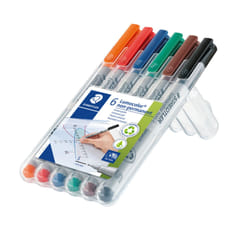 Staedtler Lumocolor marqueur 6 pièce(s) Noir, Bleu, Marron, Vert, Orange, Rouge