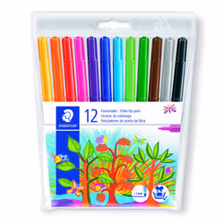Staedtler 325 WP12, 12 couleurs, Multicolore, Fibre, 1 mm, Multicolore, Rond