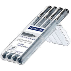 Feutre pigment liner - STAEDTLER - Pochette de 4 - Pointe calibrée - Indélébile - Couleur noire