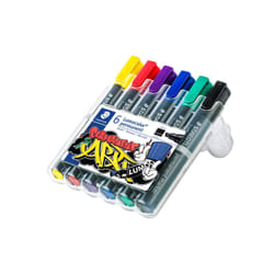 Staedtler Lumocolor marqueur indélébile Pointe biseautée Noir, Bleu, Vert, Rouge, Violet, Jaune 6 pièce(s)