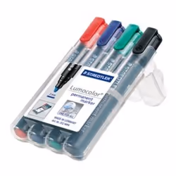 Staedtler Lumocolor permanent, Noir, Bleu, Vert, Rouge, Noir, Polypropylène (PP), 2 mm, 4 pièce(s)