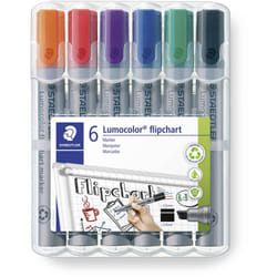 Staedtler - 356 b WP6 Marqueur pour tableau à feuilles mobiles Lumocolor® flipchart marker 356 b 2 - 5 mm noir, bleu, rou