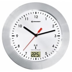 Bresser Optics MYTIME BATH RC Mur Quartz clock Cercle Argent, Blanc