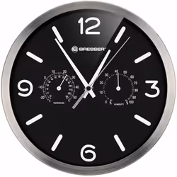 Bresser Optics MyTime, Réveil à quartz, Noir, Acier inoxydable, Mignon, 1,5 V, 250 mm, 250 mm