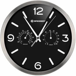 Bresser Optics MyTime Réveil à quartz Noir, Acier inoxydable