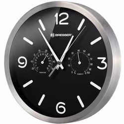 Bresser Optics MyTime Réveil à quartz Noir, Acier inoxydable