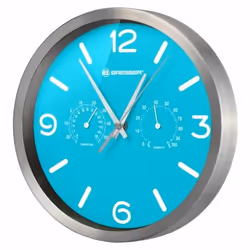 Bresser Optics 8020315SX9000, Réveil à quartz, Bleu, Acier inoxydable, Mignon, 1,5 V, 250 mm, 250 mm