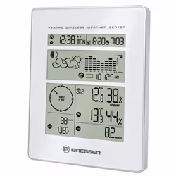 Bresser Optics 7002500, Blanc, Thermomètre d'intérieur, Baromètre d'extérieur, Thermomètre d'extérieur, Anémomètre..., km/h, ...
