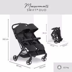 Hauck SWIFT X DUO Poussette double 2 siège(s) Noir