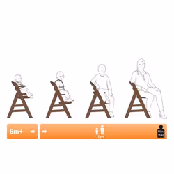 Hauck Alpha+ Chaise haute traditionnelle Siège rigide Noyer - Vue supplémentaire 4