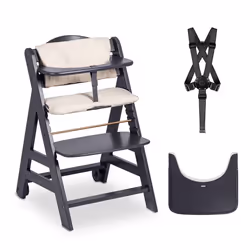 Hauck Beta+, Chaise haute traditionnelle, Siège rembourré, Noir, Monochromatique, 5 points, 90 kg