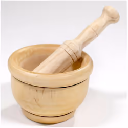 Mortier A Main 14cm., Nature, Matière : Bois De Bouleau, Mortier: Ø140x100mm, Main: Ø35x200mm, Idéal Pour Écraser Ail, Persil ...