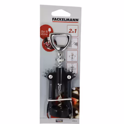 Fackelmann 49781 tire-bouchon Tire-bouchon à ailettes Noir, Chrome