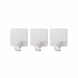 Lot de 3 crochets adhésifs carrés en acier inoxydable Fackelmann Tecno