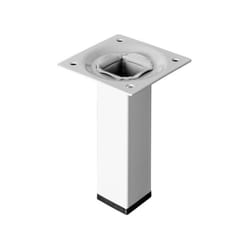 Pied De Meuble Carré Fixe Acier Époxy Blanc, 10 Cm