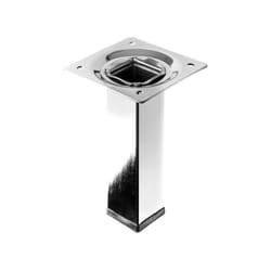 Pied De Meuble Carré Fixe Acier Chromé Gris, 10 Cm