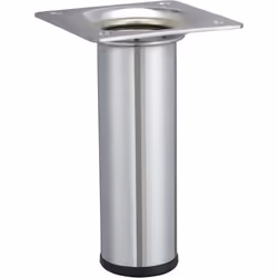 Pied de meuble cylindrique fixe acier chromé gris, 10 cm
