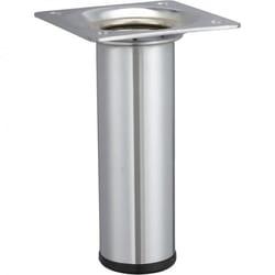 Pied de meuble cylindrique fixe acier chromé gris, 10 cm