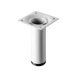 Pied De Meuble Cylindrique Fixe Acier Époxy Blanc, 10 Cm