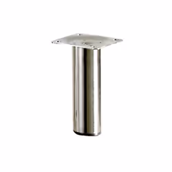 Pied de meuble cylindrique fixe acier brossé gris, 10 cm