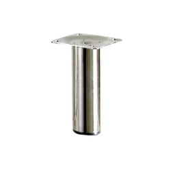 Pied de meuble cylindrique fixe acier brossé gris, 10 cm