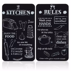 WENKO Protection Plaque de Cuisson - Lot de 2 Couvre plaque de cuisson en Verre Trempé - Gazinière - Motif Kitchen Rules - 30 ...