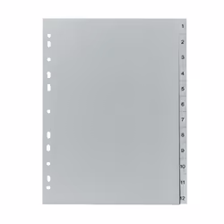 Herlitz 10843407, Onglet avec index numérique, Polypropylène (PP), Gris, A4