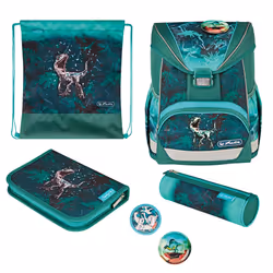 Herlitz UltraLight Plus Green Rex, Étui pour crayons, Sac de sport, Plumier, Cartable, Garçon, Ecole primaire, Sac à dos, 15  ...