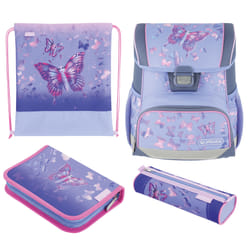 Herlitz Loop Plus Butterfly Paradise Ensemble de cartables Fille Polyester Lilas, Rose