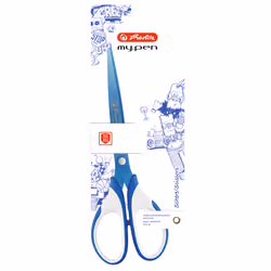 Herlitz my.pen, Enfant, Découpe droite, Unique, Bleu, Blanc, Acier inoxydable, Titane