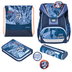 Herlitz UltraLight Plus TechMech Ensemble de cartables Garçon Polyester Bleu, Orange