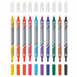 Herlitz 11367232 marqueur 10 pièce(s) Pointe fine Noir, Bleu, Marron, Vert, Orange, Rose, Violet, Rouge, Jaune