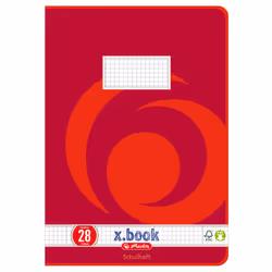 Herlitz x.book, Rouge, 16 feuilles, Papier quadrillé, A4, Papier