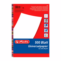 Herlitz 5033402, Universel, A4 (210x297 mm), 500 feuilles, 80 g/m², Blanc