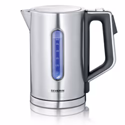 Severin WK 3418, 1,7 L, 3000 W, Noir, Acier inoxydable, Acier inoxydable, Thermostat réglable, Indicateur de niveau d'eau