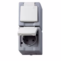 Kopp 130348009, Type F, CEE 7/4, 2P, Gris, Blanc, Thermoplastique, IP44