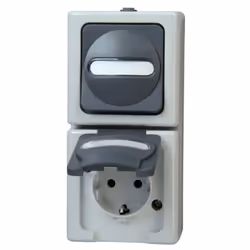 Kopp 130856009, CEE 7/3, 2 module(s), CEE 7/4, Noir, Gris, 250 V, 16 A