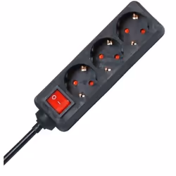 Kopp 129715009, 1,4 m, Intérieure, Type F, Noir, Rouge, 3 sortie(s) CA, 16 A