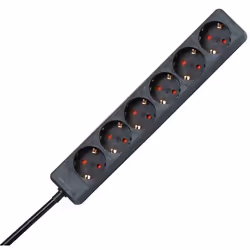 Kopp 120615007, Intérieure, Type F, Noir, Rouge, 6 sortie(s) CA, 16 A, 250 V