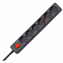 Kopp 120915006, 1,4 m, Intérieure, Type F, Noir, Rouge, 6 sortie(s) CA, 16 A