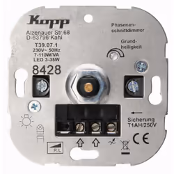 Kopp 842800008, Variateur, Intégré, Boutons, Rotatif, Gris, Thermoplastique, IP20