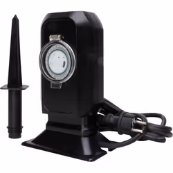 Kopp - 145344117 - Prise de Jardin 2 Prises avec minuterie mecanique et Piquet de Terre IP 44 avec cable de 2 m 16 A Noir