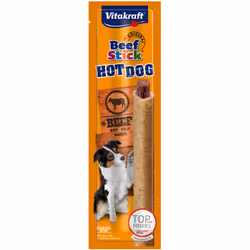Vitakraft Beef-Stick Hot Dog au boeuf, Friandises, Chien, Adulte, Bœuf, 30 g, Sans sucre